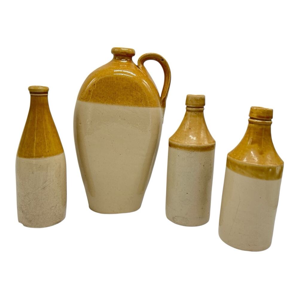 Antq Dug Stoneware Crock Jug Flagon Ginger Beer Bottle Kennedy Bristol Lot Decor